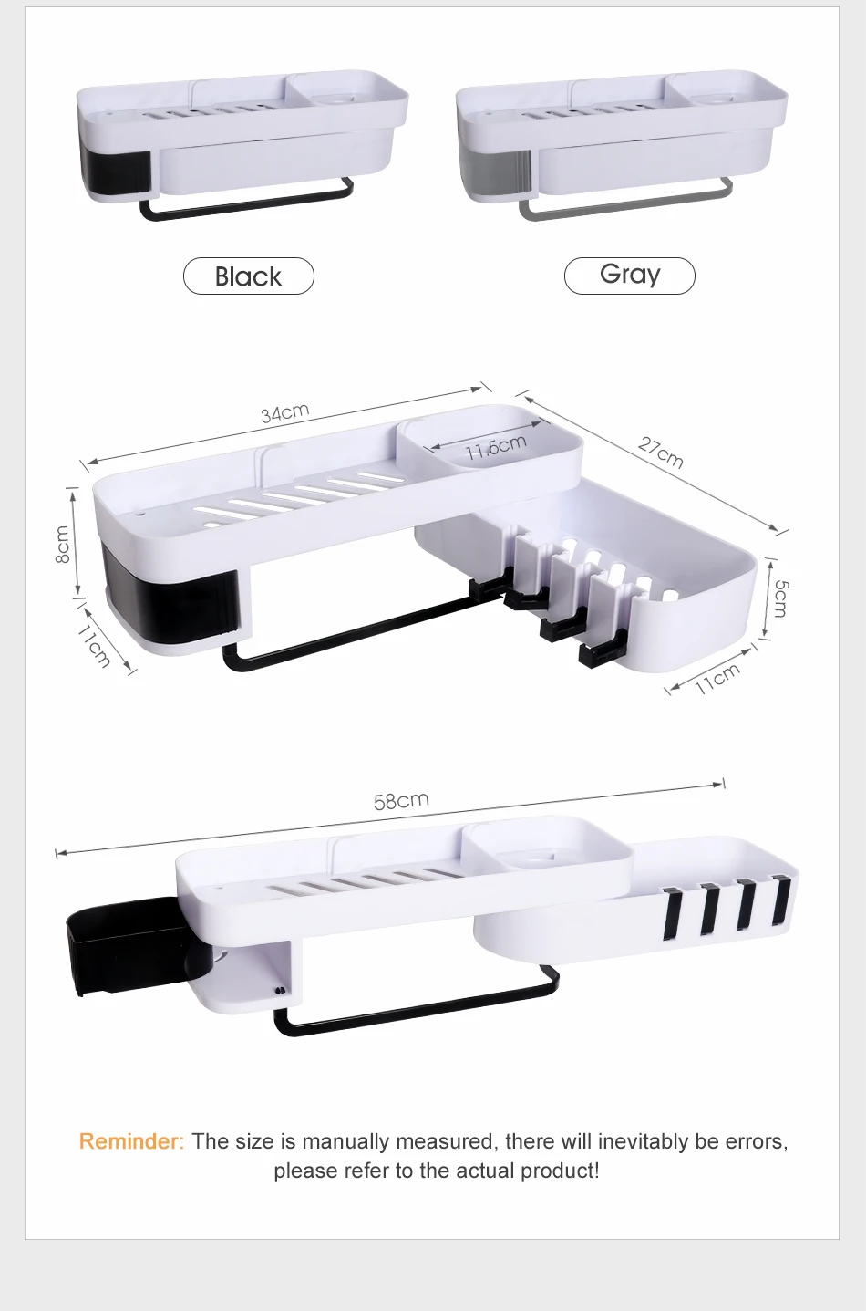 Insha on Plastic rotatable  Adhesive Wall Mounted  bathroom products Corner shelf rack and storage