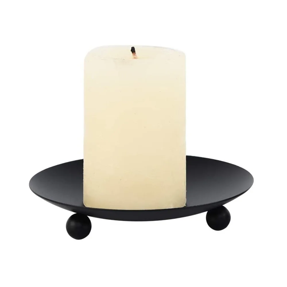 Iron Black Gold Plated Candle Holders Pillar Metal Plate For Wedding Party Festival Candlestick Holder Art Gift Home Decoration