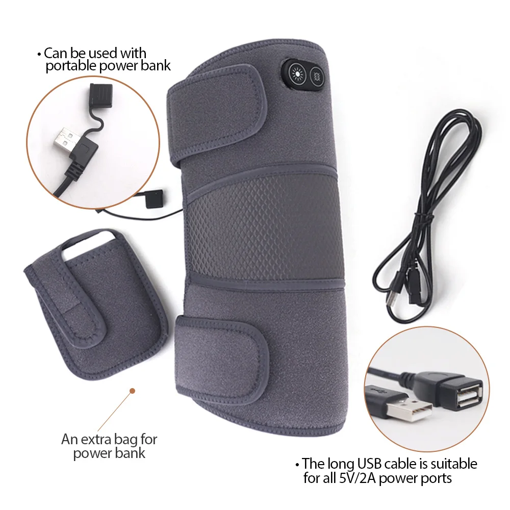 Electric USB Knee vibration massage heat therapy USB electric heating warm knee wrap washable heating knee wrap