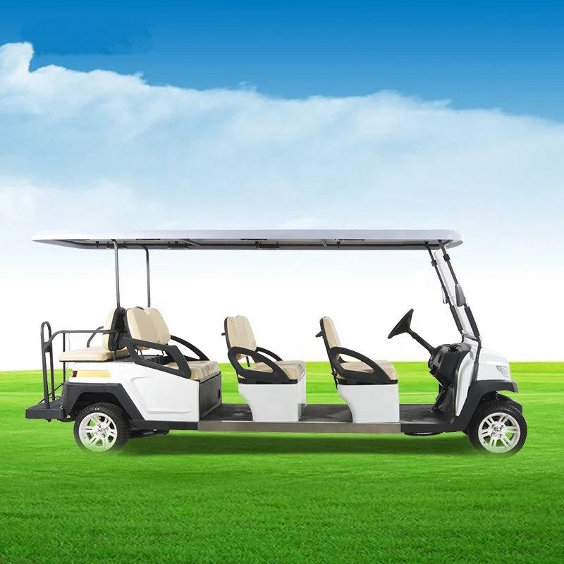 Popular 6 8  seater 48V high class golf car with LED lights lifted or non lifted suspension with rear flip-flop seats AC 5KW