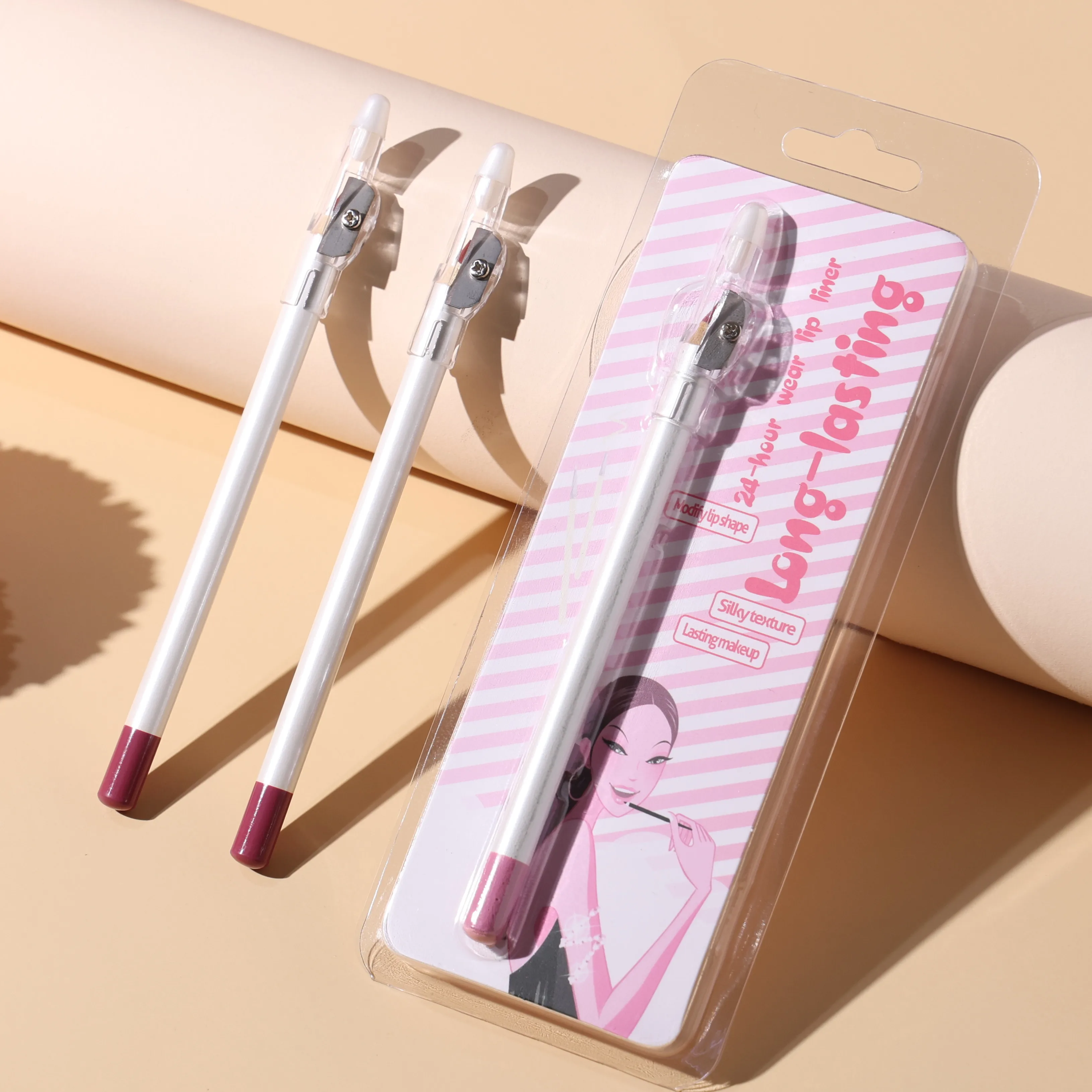 Wholesale low moq custom dark brown lip liner private label waterproof creamy lip liner pencil with no logo
