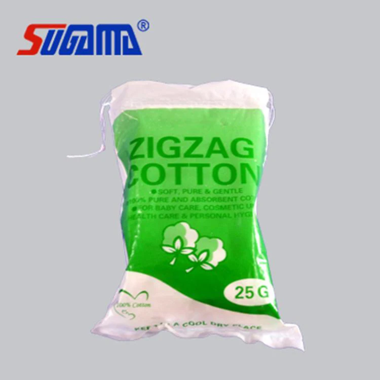 100% Cotton wool hydrophilic zig zag50g 100g 250g 500g