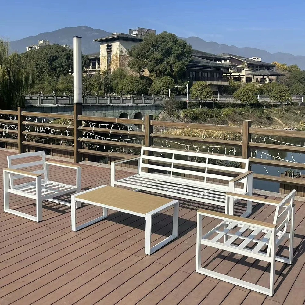 Luxury Modern White Aluminium Garden Furniture Outdoor Sofa Set Modern High Quality Metal Garden Sofa