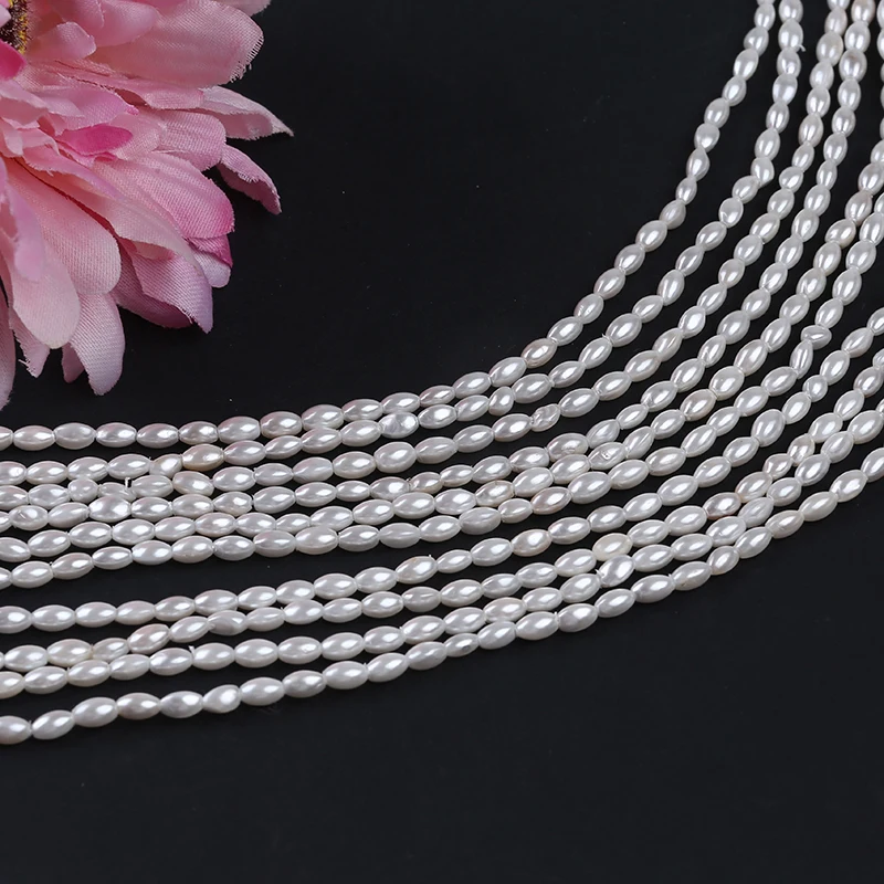 3mm Shell Of Rice Pearl Natural White Beads For Jewelry Making