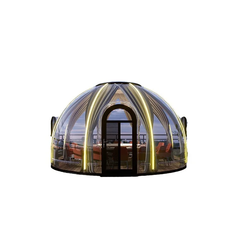 Outdoor prefabricated house polycarbonate clear round dome glamping transparent bubble room