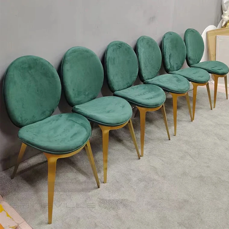 Современный гостиничный роскошный набор стульев для столовой, набор для мебели, металлический стул из нержавеющей стали, из искусственной замши, ресторанный обеденный стул