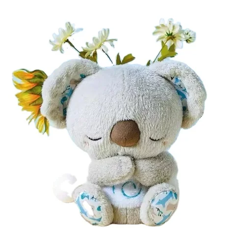 Customized new cute breathing luminous music koala plush toy children soothing doll toy baby sleeping artifact soothing doll