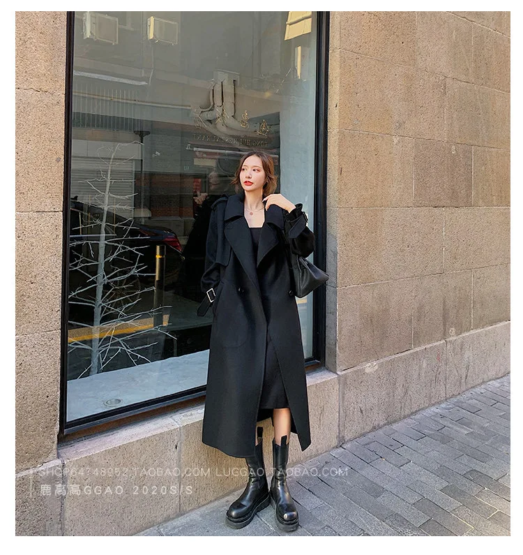 Wholesale good Quality Long overcoat ladies women classical woolen cashmere coat double