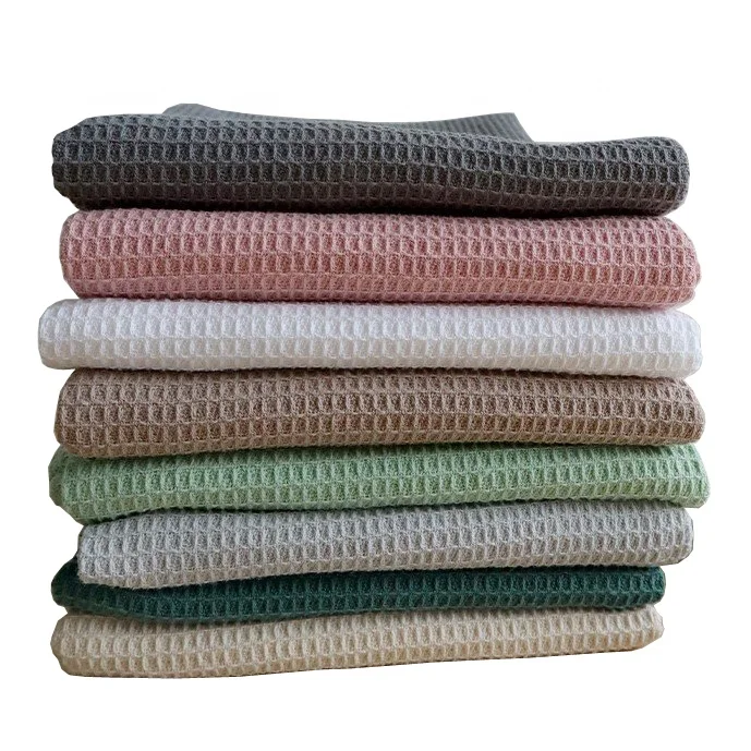 DUOLAI Waffle Kitchen Towel 100% Cotton Strong Water Absorption Plain Color Dish Cloth Weave Dinner Table Kitchen Napkin