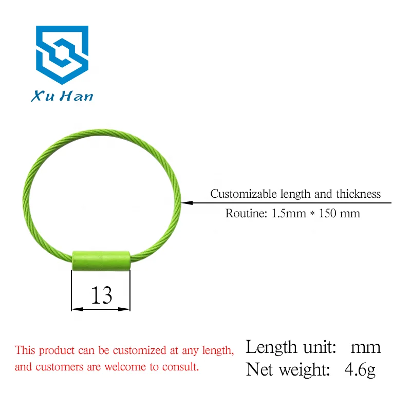 Color paint screw lock stainless steel wire car key chain cable key ring key chain elevator cable outdoor key chain