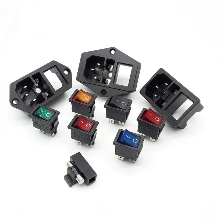 Hot selling AC power connector socket with fuse and switch for industrial machine male adapter connector