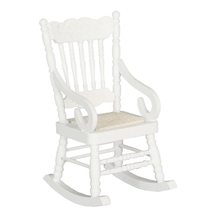 1:12 doll house dollhouse mini furniture model classic rocking chair White/mahogany color