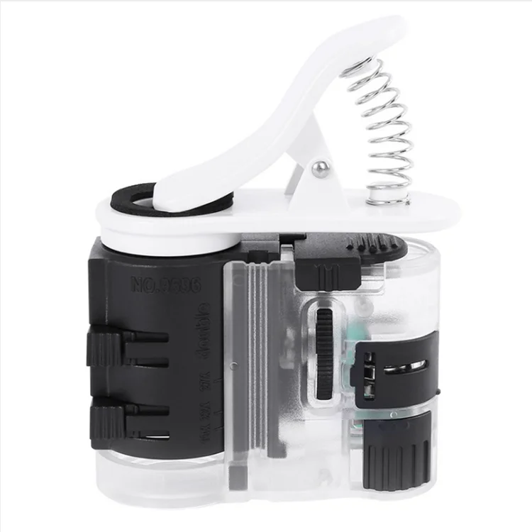 NO.9596 12x 15x 19x 22x 27x Pocket Magnifier Phone Clip LED Microscope