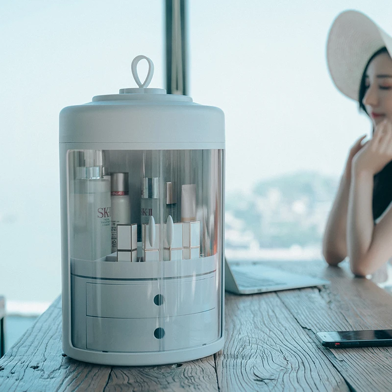 Factory Drop-Shipping Fast Dispatch Direct Makeup Drawer Storage Acrylic 360 Degree Rotating Adjustable Cosmetic Organizer Box