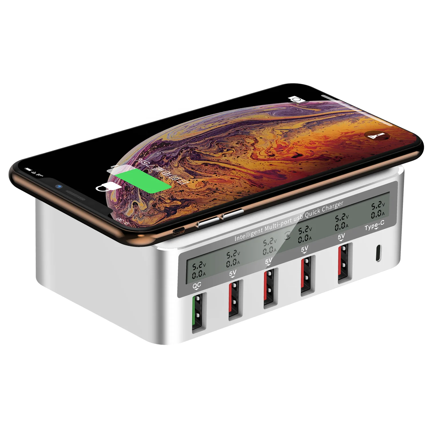 100W USB Hub Docking Station Multi Desktop Wireless Phone Charger Multiple Charging mobile phone quick fast charger for android