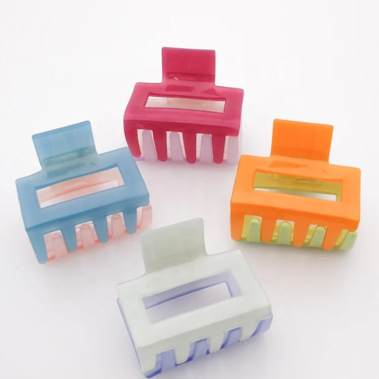 CANYUAN Multicolor hair claw clips two bright-coloured hollow out square cellulose acetate hair claw