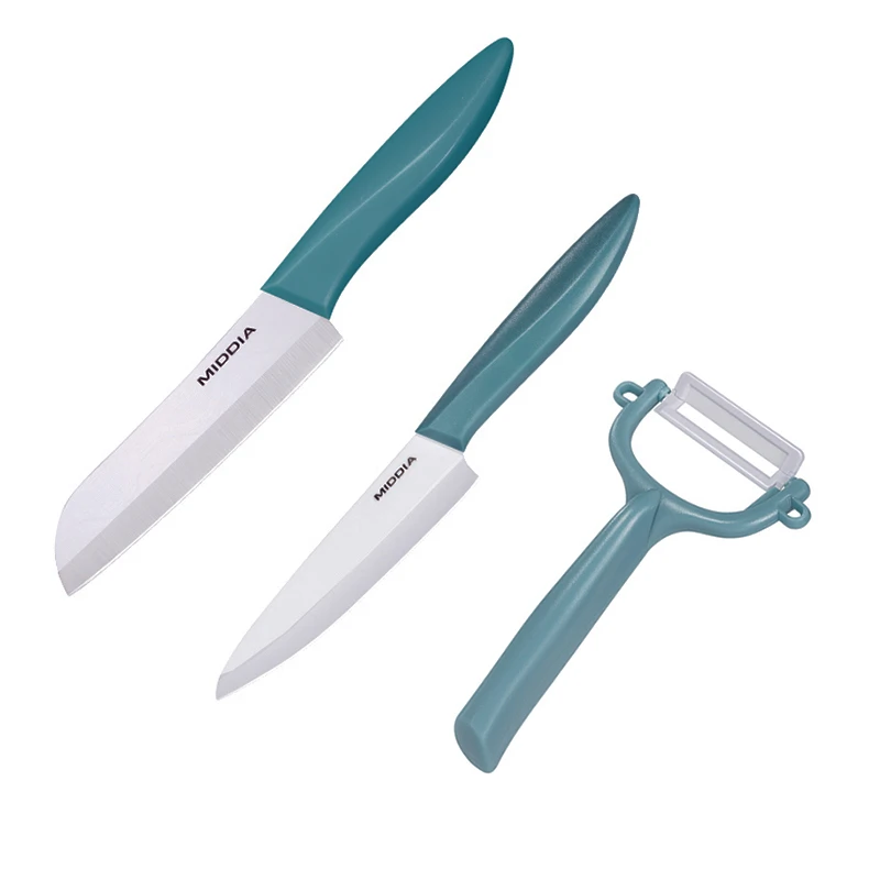 Ceramic Food Cutter 5 inch Kitchen Knives Set Three-piece Baby Food Fruit Knife 4.5 Inch PP Handle With Peeler