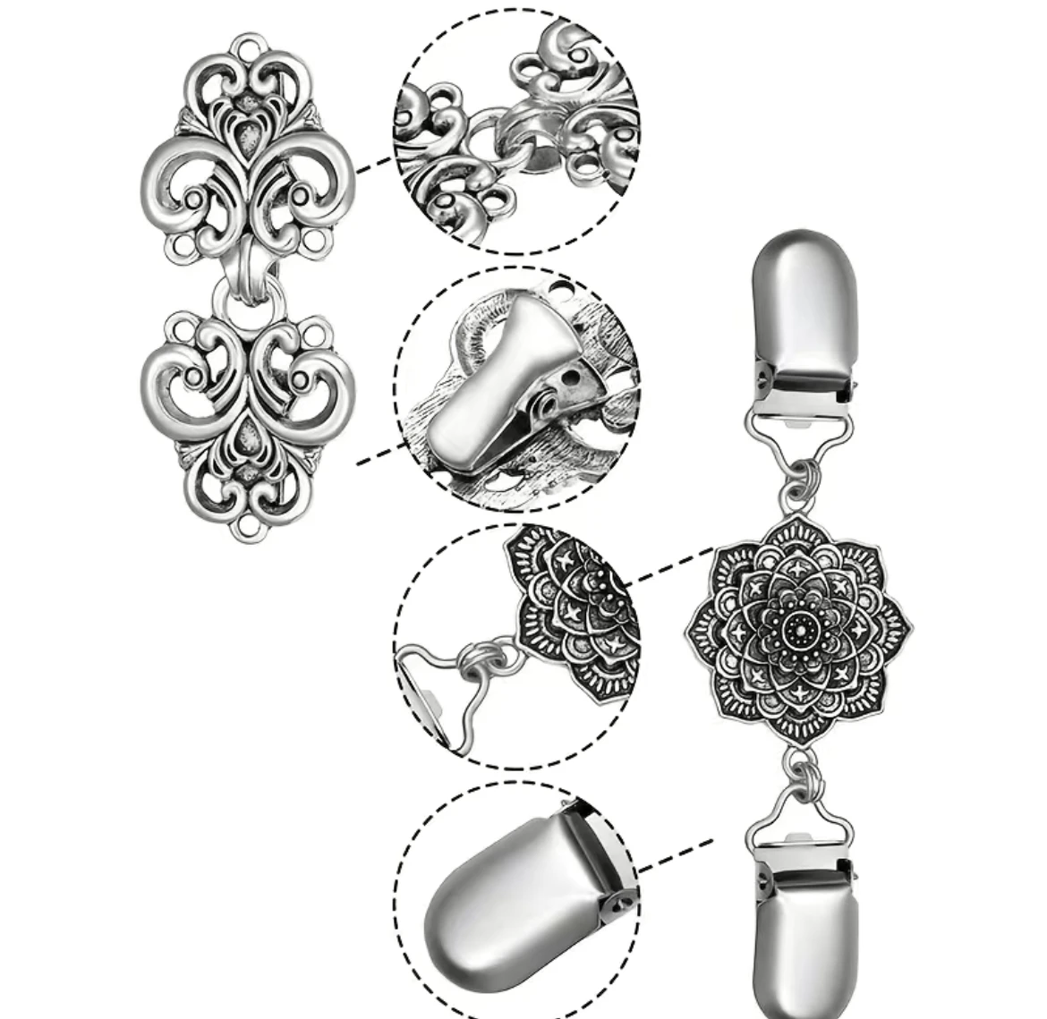 Retro Shawl Sweater Clips, Vintage Cardigan Collar Clips, Dress Shirt Brooch Clips For Women Girls