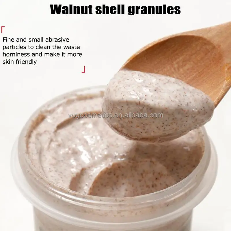 Private Label Walnut Body Scrub Removes Dead Skin Nourishing Moisturizing With Vitamin E Soft Smooth Face Scrub