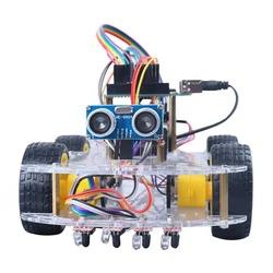 High tech 4WD Smart car kit support Blue tooth tracking ultrasonic obstacle avoidance programmable robot Use for Arduino  DIY