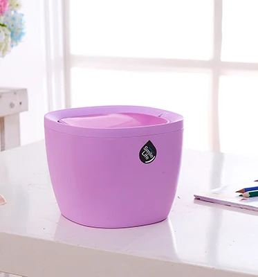 1.5L Household Mini Table Dust Bin Use for Desk and Living Bathroom Shake Lid Sanitary Bucket Garbage Can Plastic Blue Round