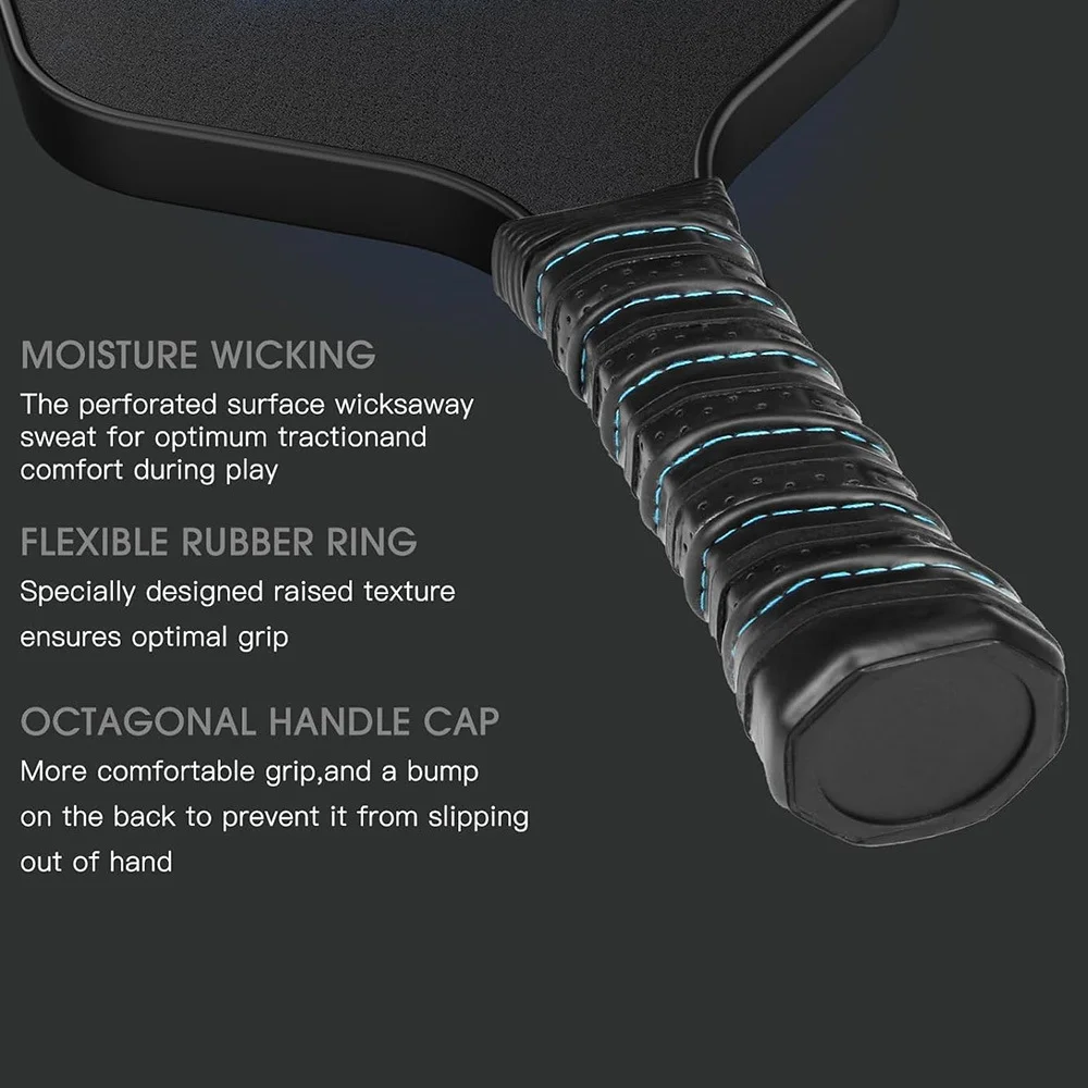 Pickleball Paddle With Textured Carbon Grip Surface Technology for Maximum Spin - Honeycomb Polymer Core