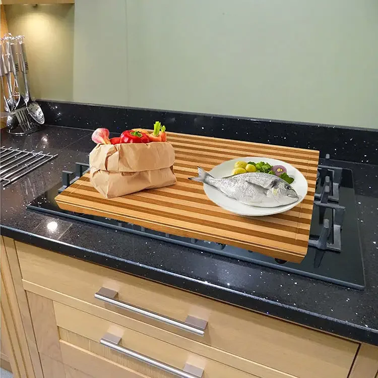 Stove Top Cover Bamboo Cutting Board for Countertop Cutting Board with Adjustable Legs Chopping Board for Stovetop