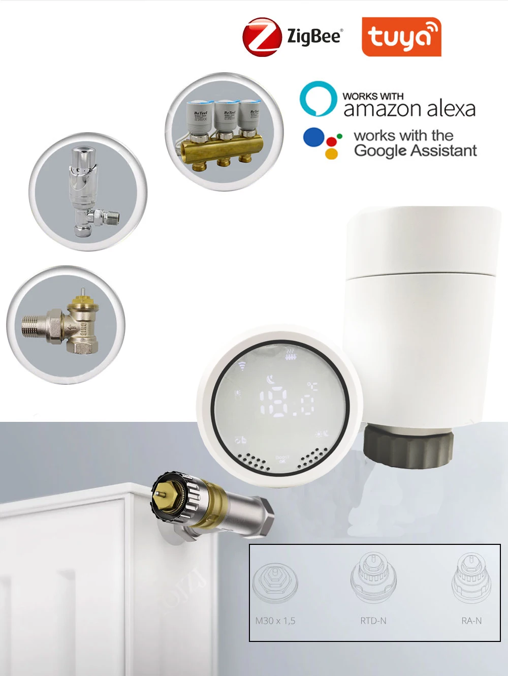Tuya Smart Life ZigBee Alexa Google home radiator valve smart radiator thermostat