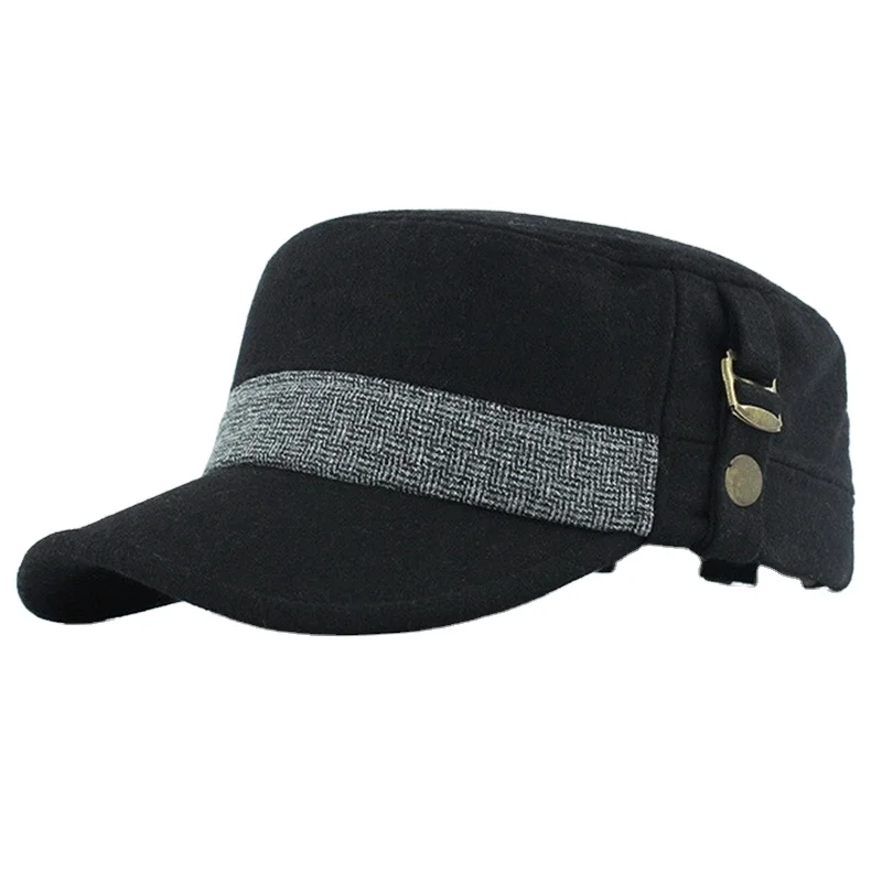 
Flat top hat winter baseball cap custom embroidery logo 