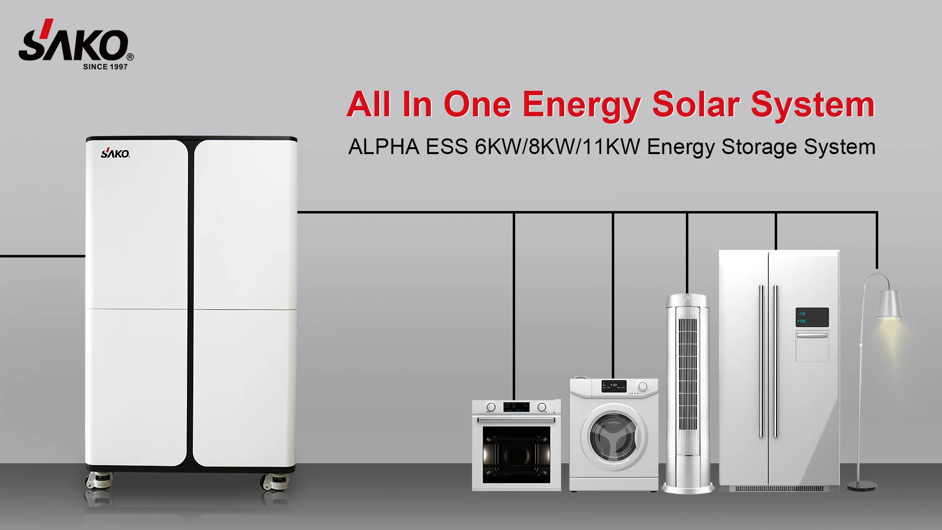 Sako Alpha ESS 6kw 8kw 11kw Power LiFePO4 Battery All In One Built In Inverter Off Grid Home Solar Storage System 10kwh 15kwh