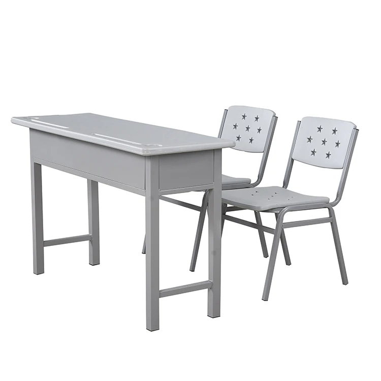 Fashion Modern Durable ABS Plastic Material School Furniture Double Seat Chair And Desk
