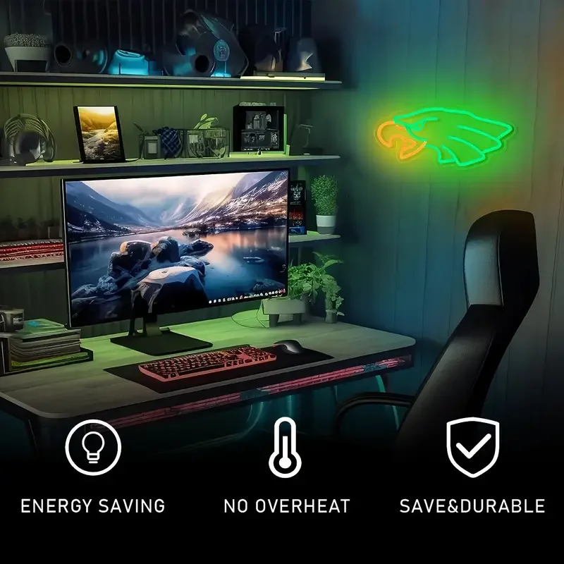 Manufacturer Fast delivery Dropshipping  Eagle Neon Sign Green White Neon Light logo neon sign