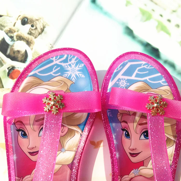 Детские сандалии-желе с бантом и кристаллами, обувь для девочек «Холодное сердце», сандалии-желе для девочек-подростков, пластиковая обувь для девочек