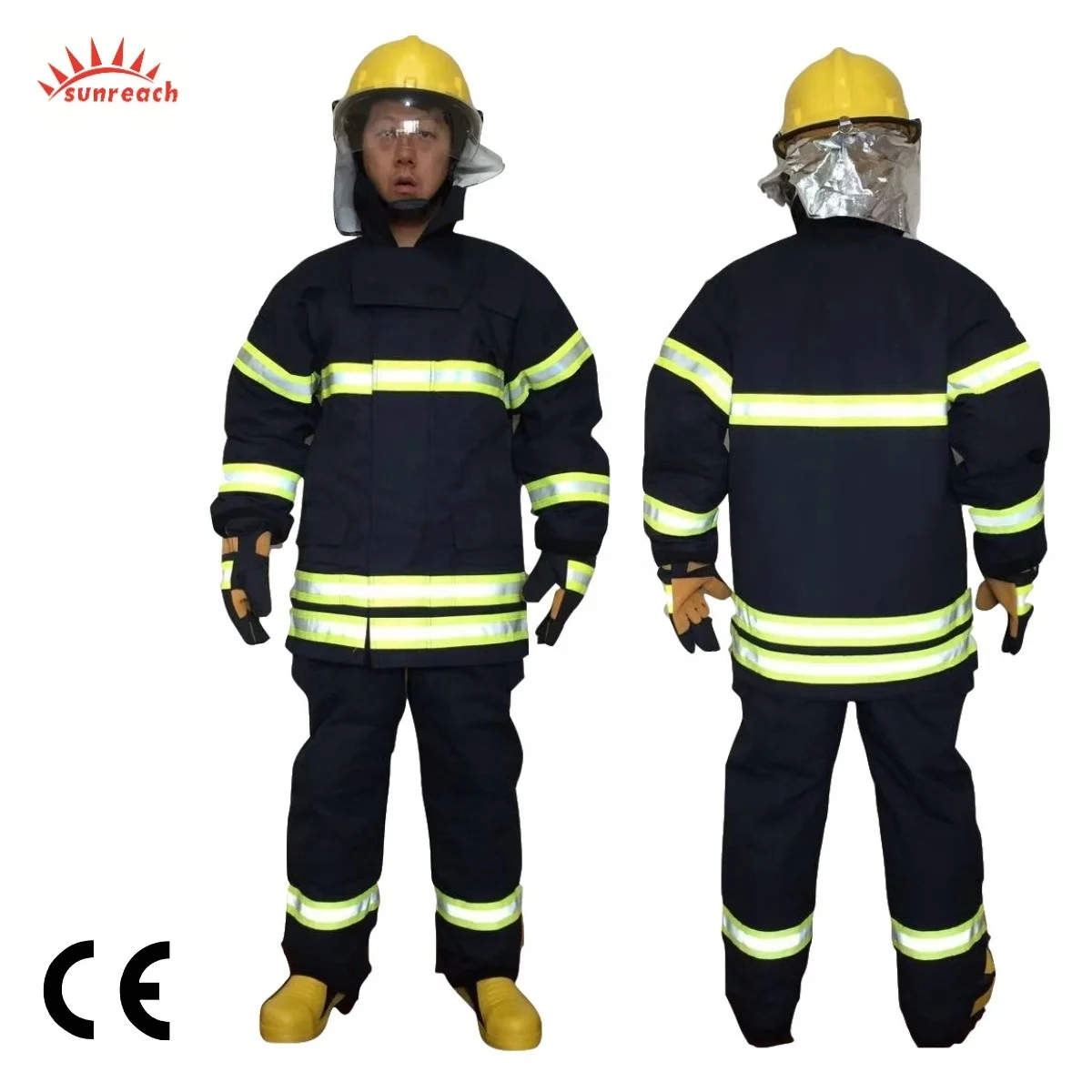 Fire Fighting Suit for Fireman Yellow Bag Pants Coat Blue Set PVC Layer Packing Outer Navy Material Origin Product