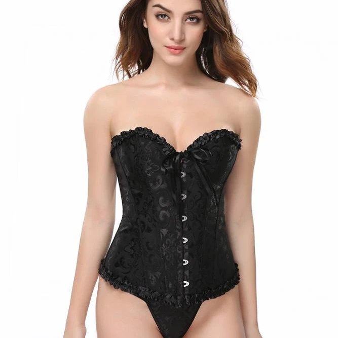 
Women Satin Bustier lingerie victorian corset Overbust Top Lace Sexy Corsets and Bustiers for wedding party 