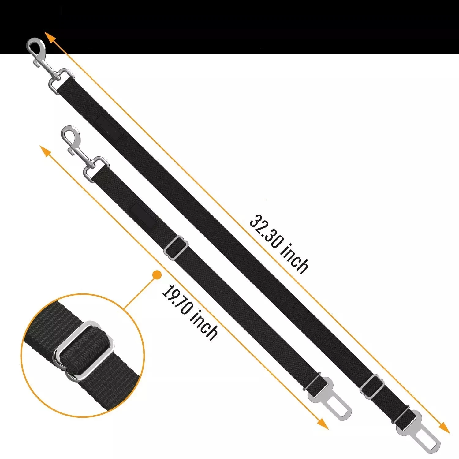 High Quality Universal Durable short leash Adjustable Nylon webbing Pet Car seat belt for Large medium small dog