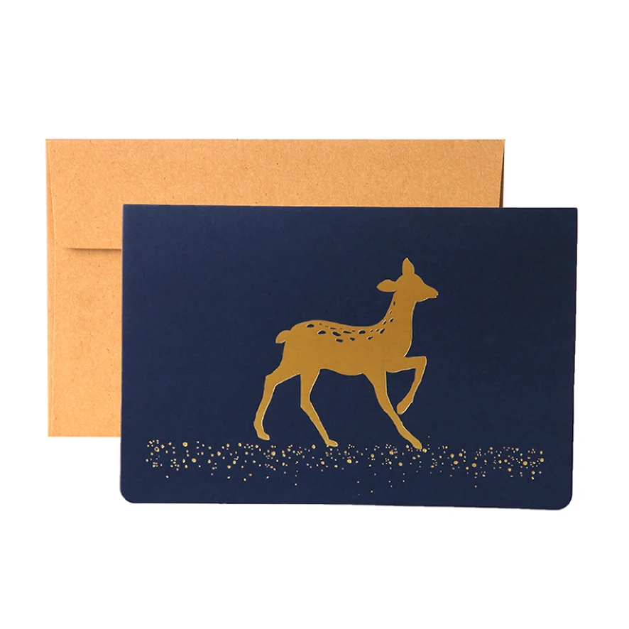 Christmas Gold Foil Postcard Paper Card Printing Wedding & Gift Greeting Custom Size With Envelope
