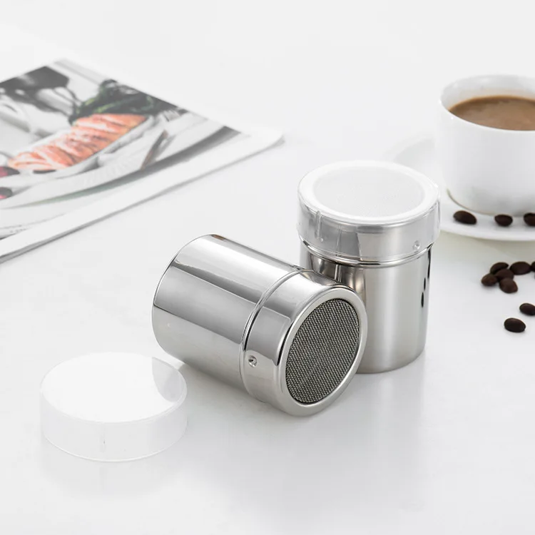Stainless Steel Kitchen Accessories Chocolate Icing Sugar Powder Cocoa Flour Coffee Sifter Shaker Cooking Tools With Lid
