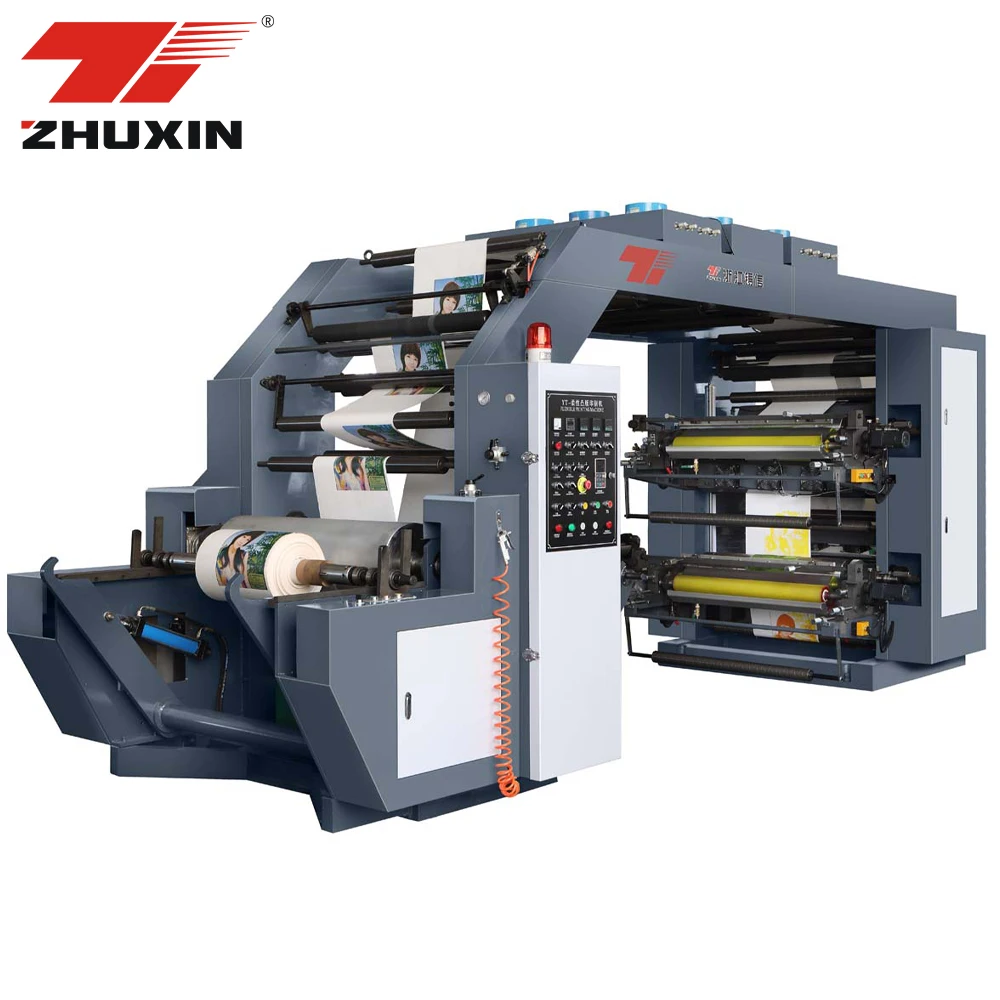 Automatic 500mm 4 Colour Printer Spare Parts 4 Color Gearless Reel to Reel Plastic Film Paper Bag Flexo Graphic Printing Machine