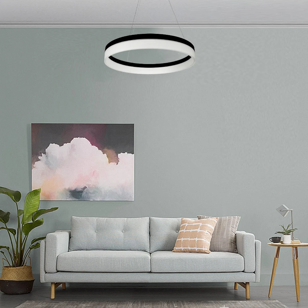 decorative circular loop black led modern pendant light