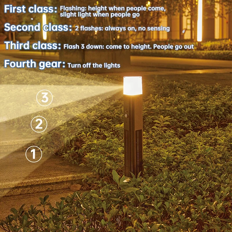 Outdoor home garden light square LED outdoor waterproof landscape villa motion sensor garden solar lawn light