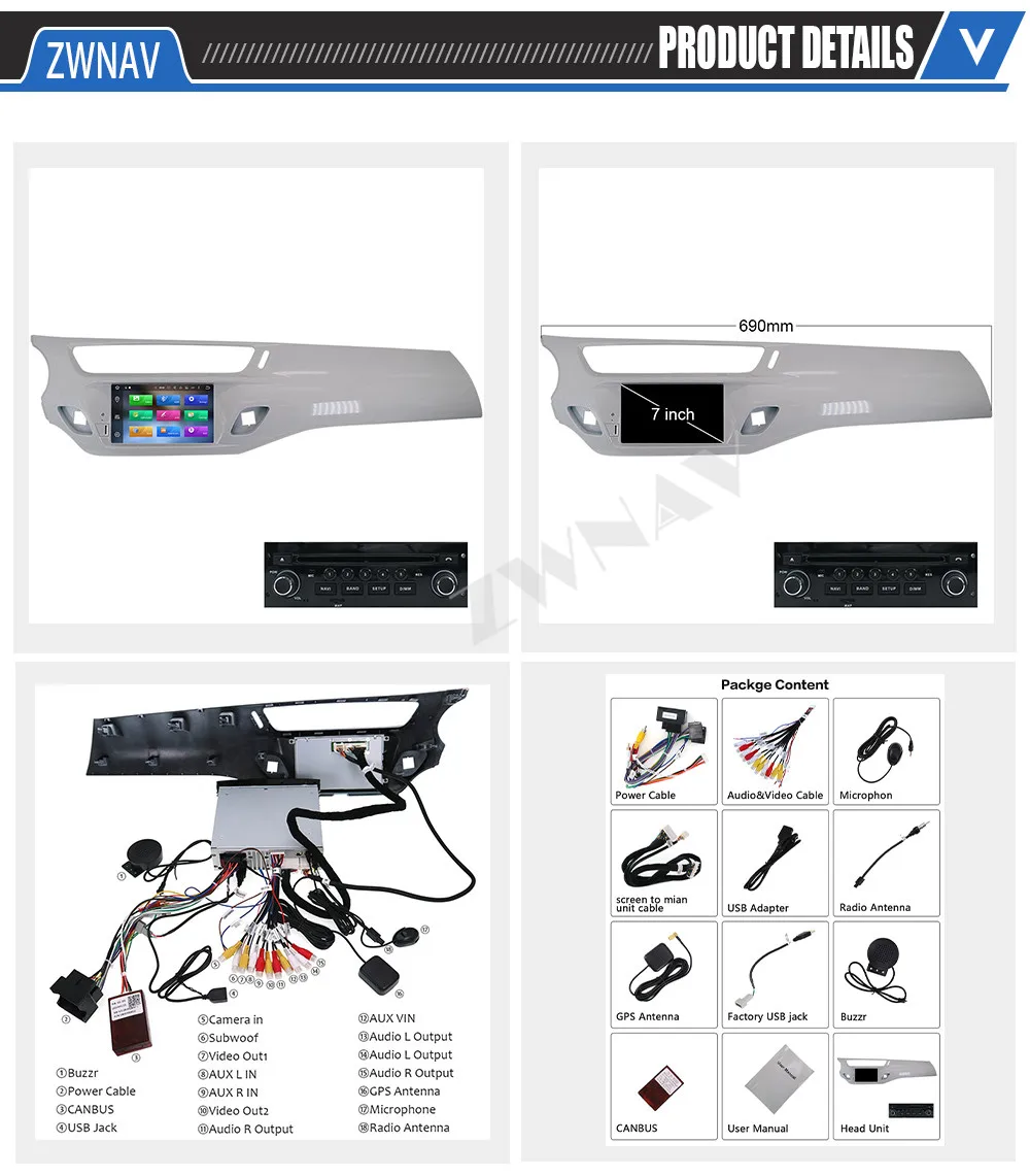 Android 10 плеер для Citroen C3 DS3 2010 2011 2012 2013 2014 2015 2016 GPS навигация Авто Аудио Радио стерео экран головное
