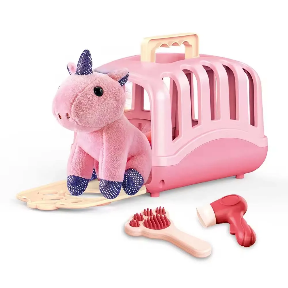 2024 Kids hot sale simulation plush animal storage cage toys pretend play pet care cage toys