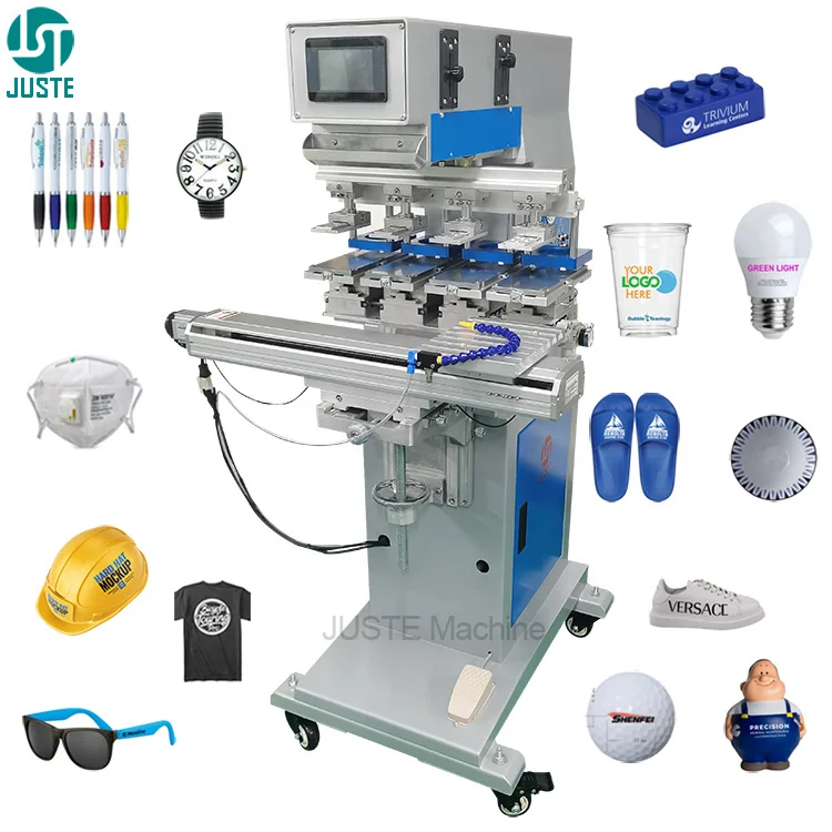4 Color Servo Pad Printing Machine Mug Clipper 80Mm Single Transverse Flow Printer for Plastic Coffee Sleeve Cup Scale Ruler