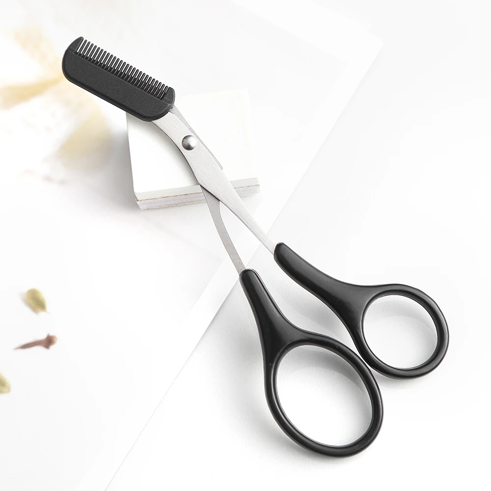 Wholesale Makeup Tools custom logo eyelash Cosmetic Scissors eyebrow trimmer scissors with comb