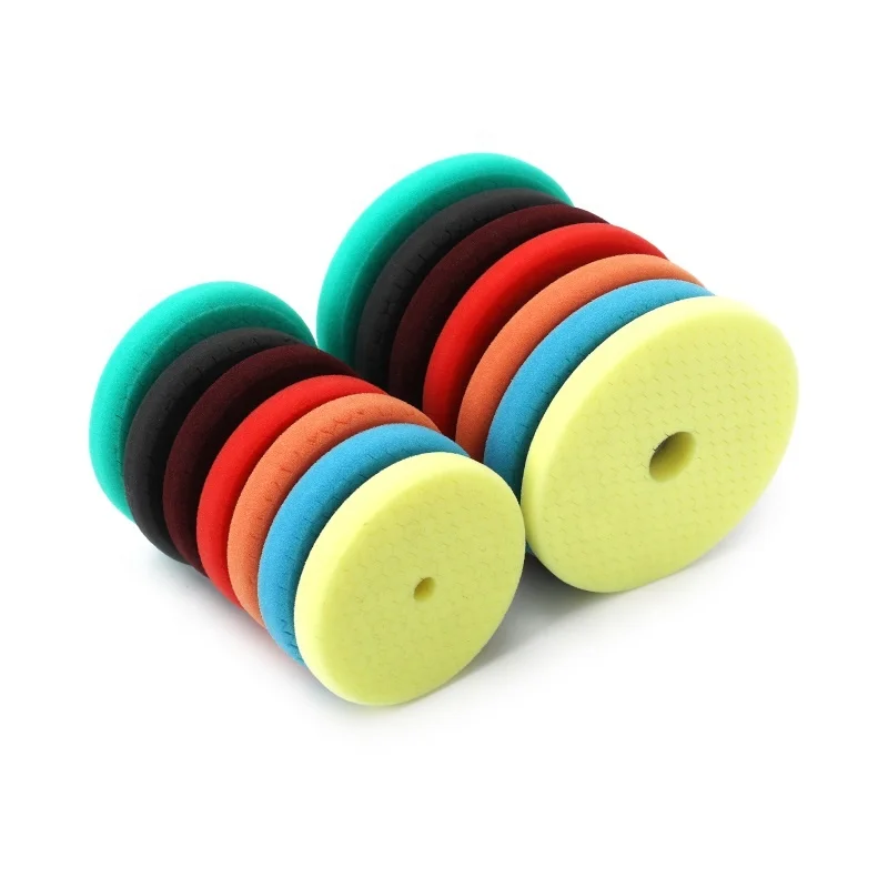 Hongjie factory OEM buffing pad 4 inch for car care free sample polishing pad wheel foam polishing pad hood and loop 100mm