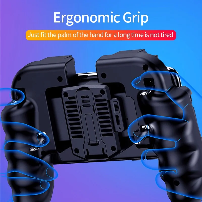 H9 Six Finger Game Controller Gamepad Trigger Shooting Free Fire Cooling Fan Gamepad Joystick for IOS Android PUBG Mobile Phone