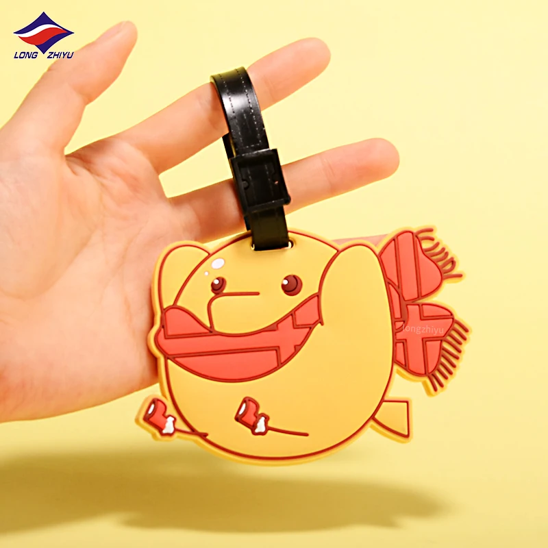 Longzhiyu 17 Years Manufacturer Cartoon Animal PVC Suitcase Tag Irregular Soft Silicone Luggage Tag Claim Label