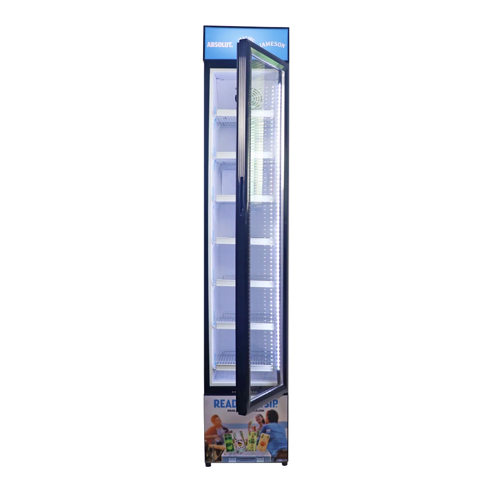Slim Vertical Commercial Display Fridge With Glass Door