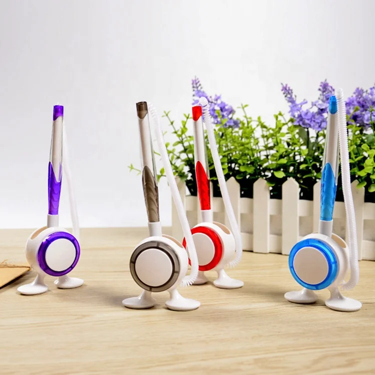 Various Kinds High Class Metal Plastic Table Desk Stand Logo Custom Printing Counter Pen With Chain String
